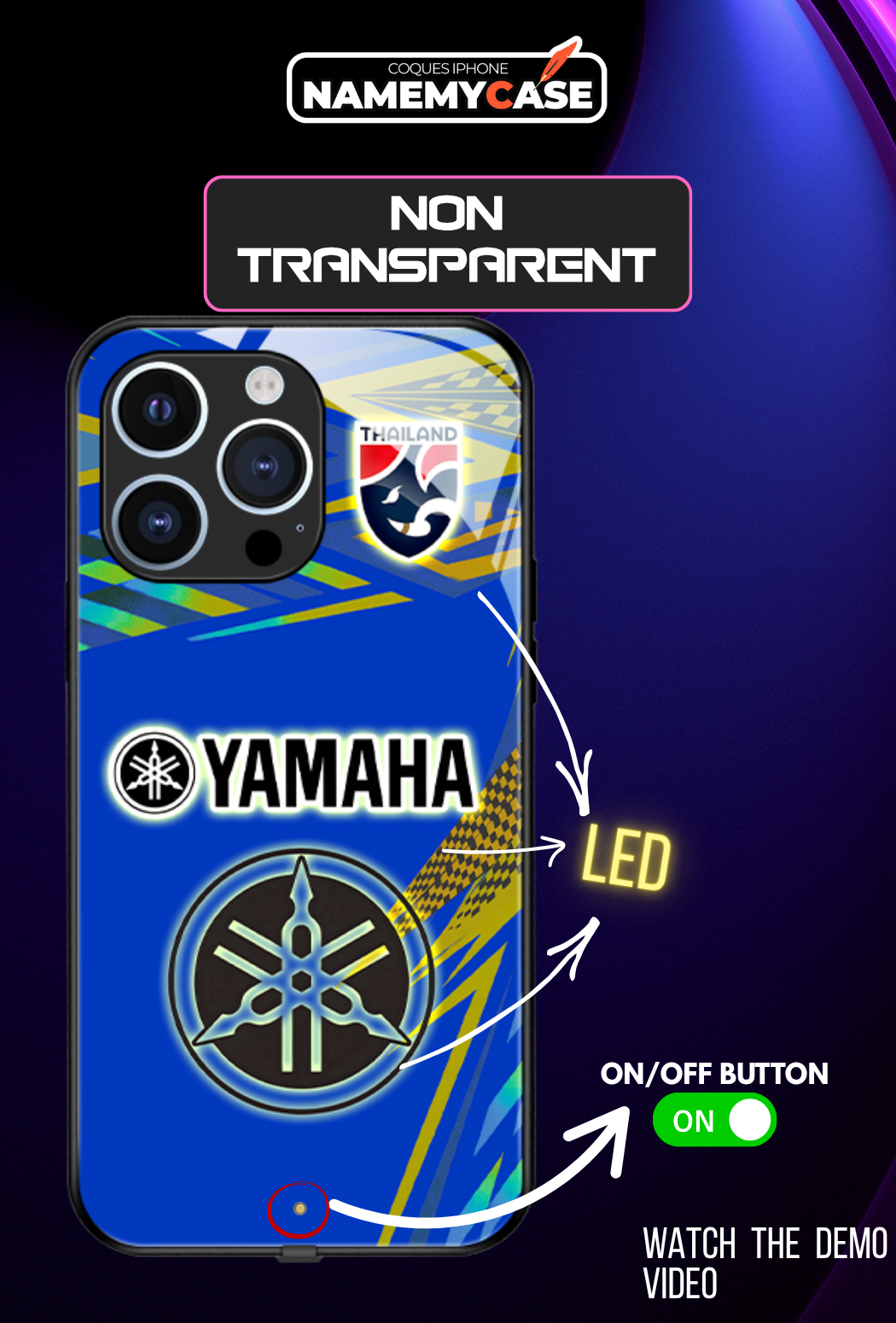 LED Light-Up iPhone Case- Yamaha Bleue