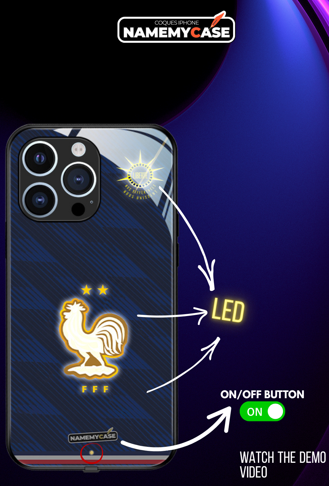 LED Light-Up iPhone Case - France Home World Cup Jerseys