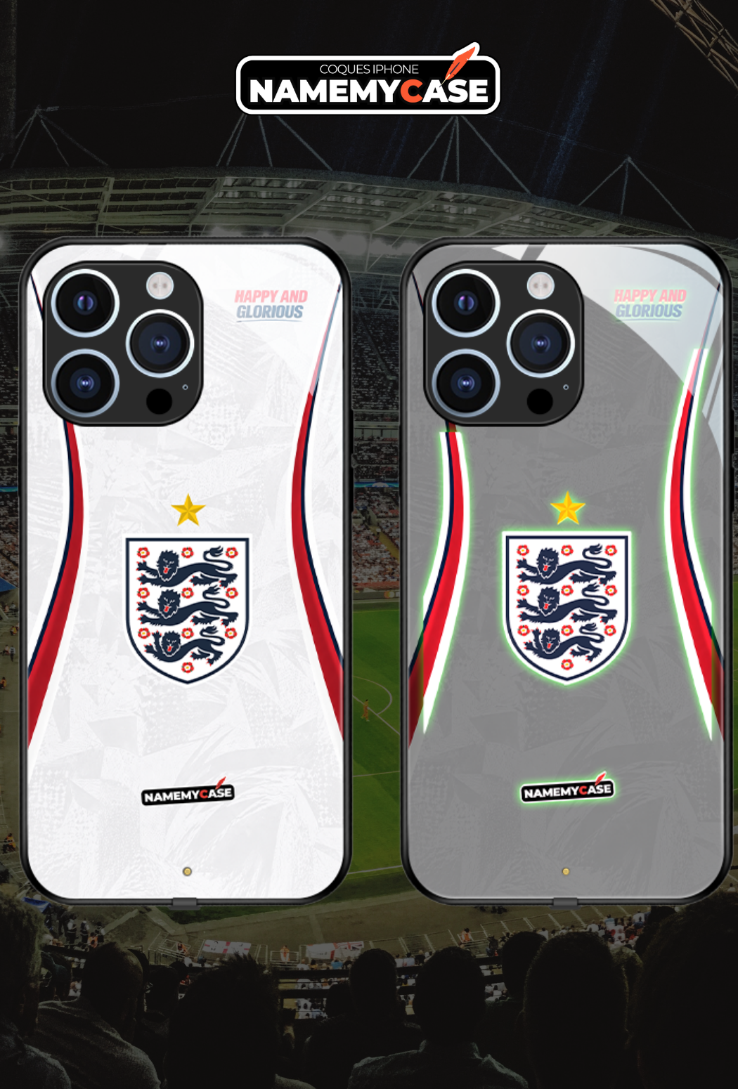LED Light-Up iPhone Case - White England World Cup Jerseys