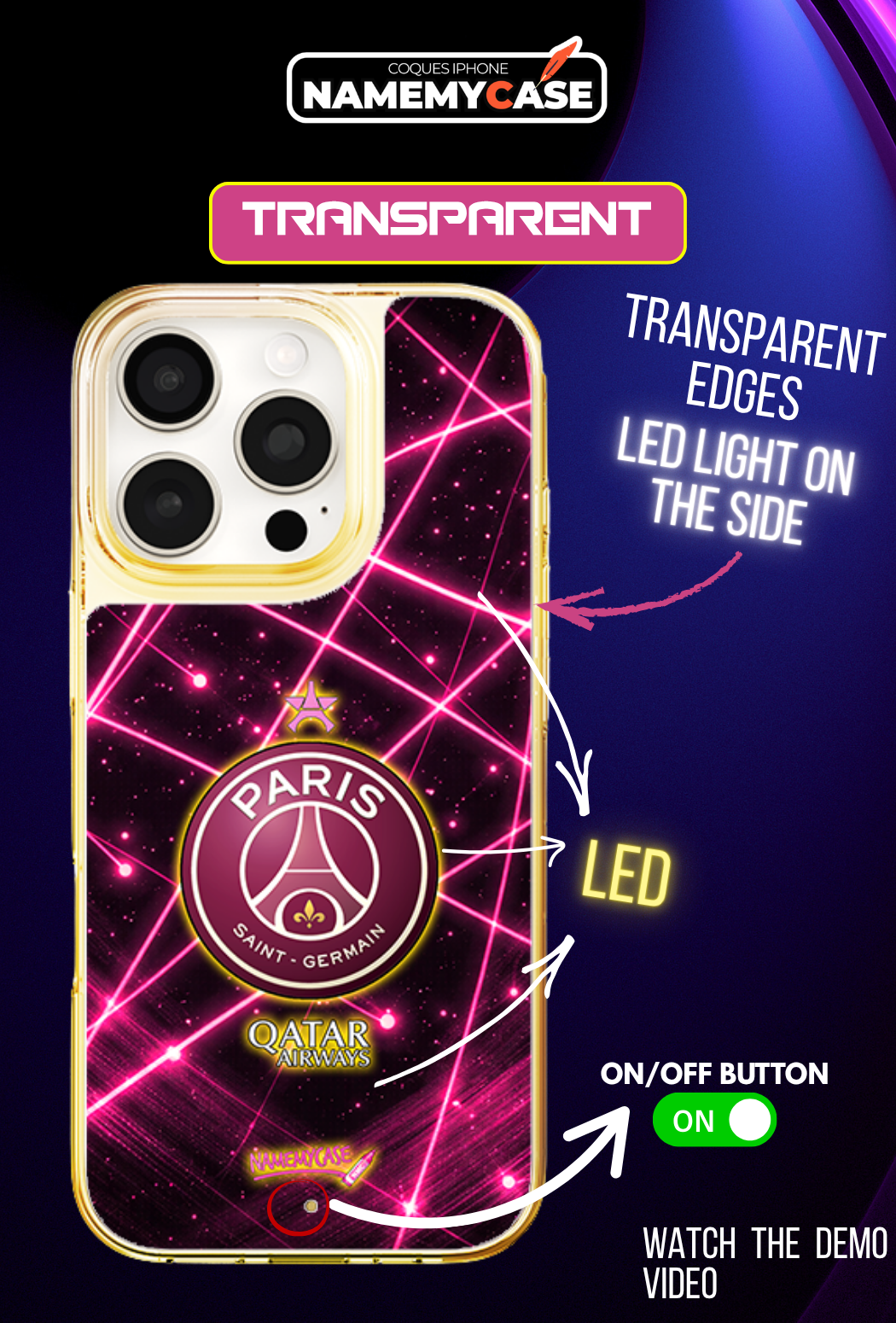 LED Light-Up iPhone Case- PSG Pulse
