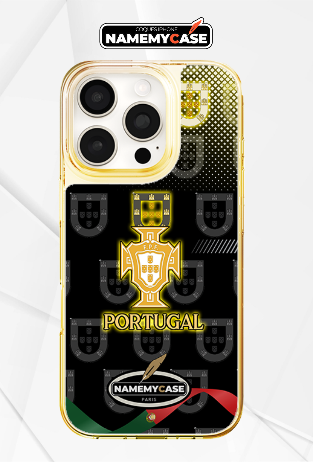 LED Light-Up iPhone Case- Portugal Black
