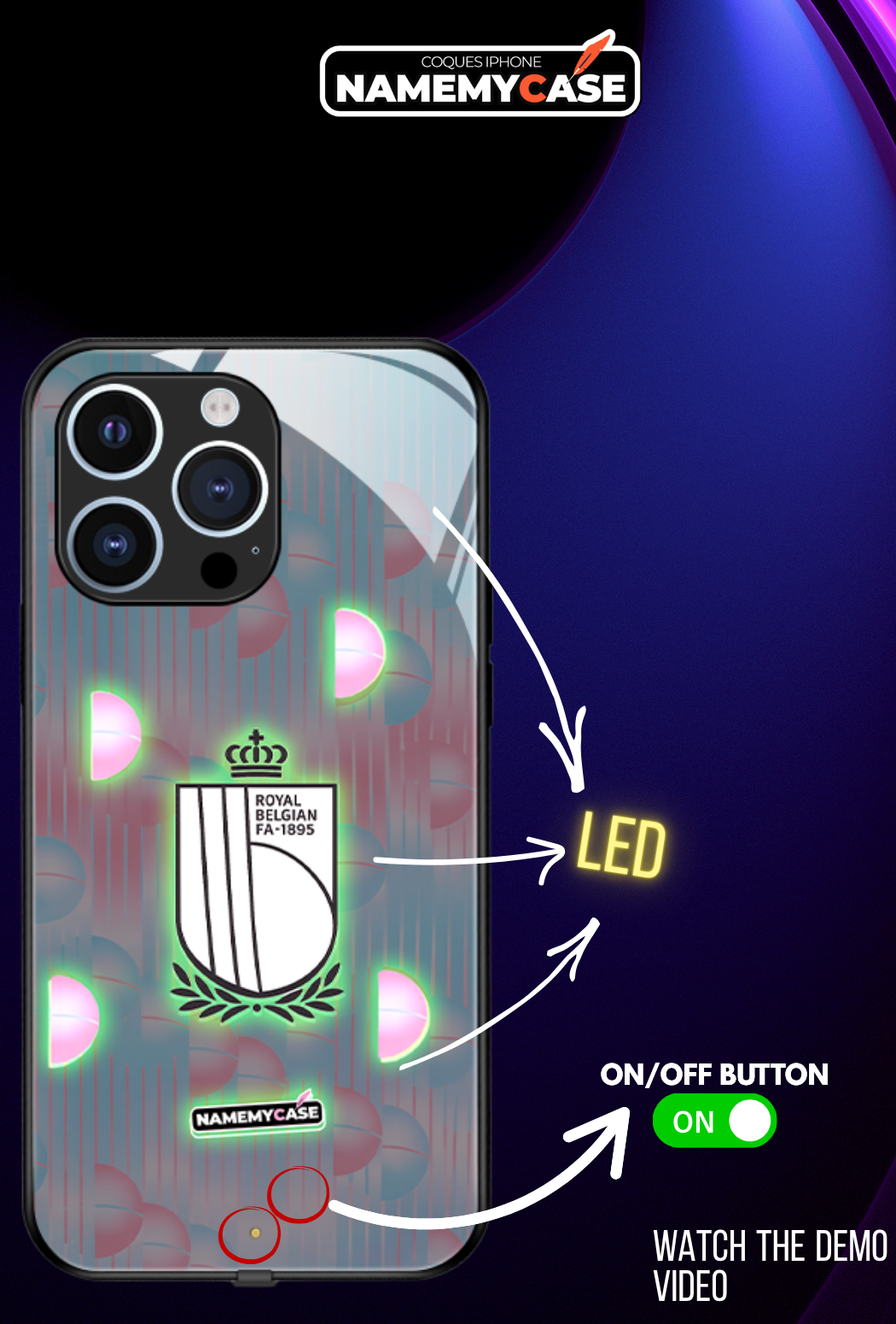 LED Light-Up iPhone Case - World Cup Jersey Belgium