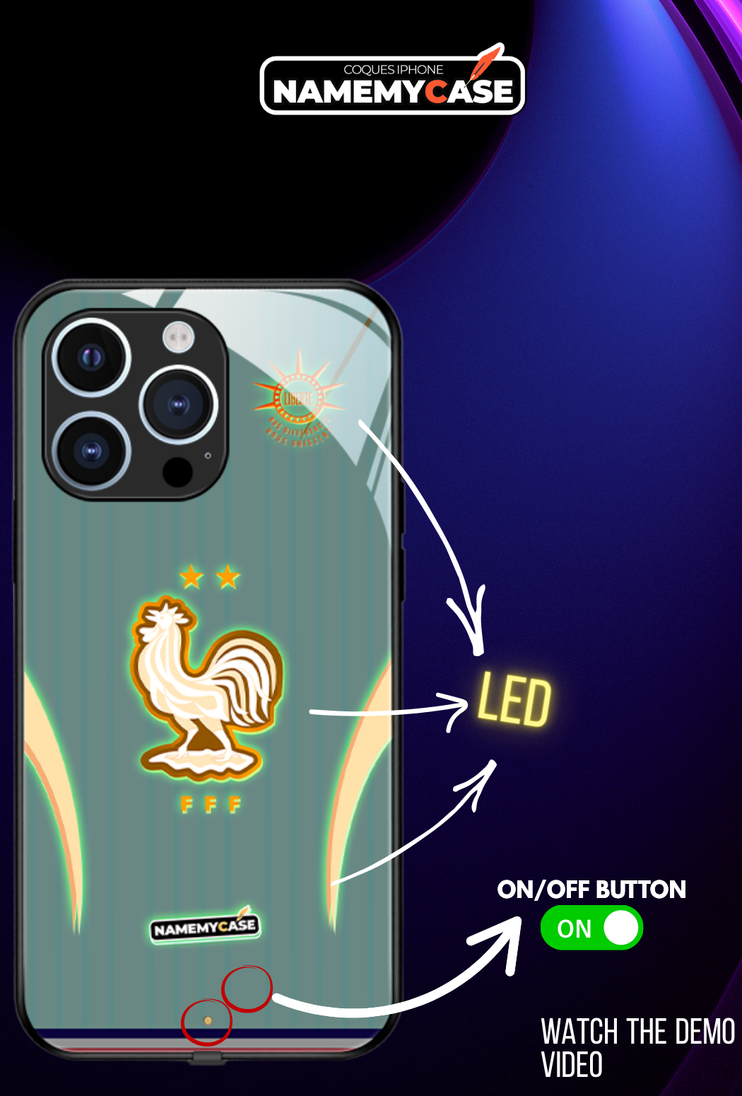 LED Light-Up iPhone Case - World Cup Jersey France