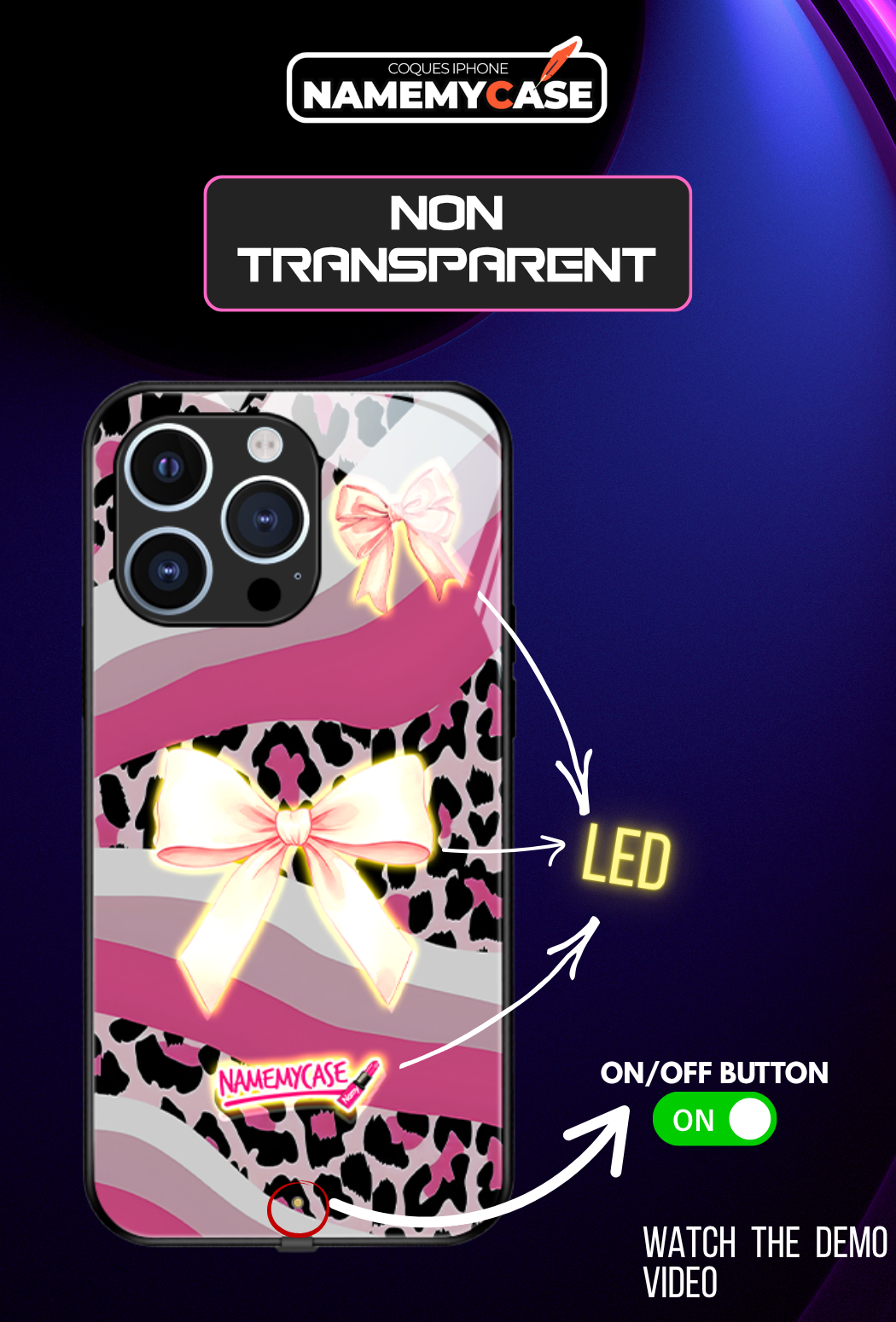 LED Light-Up iPhone Case- Bow Tie Case