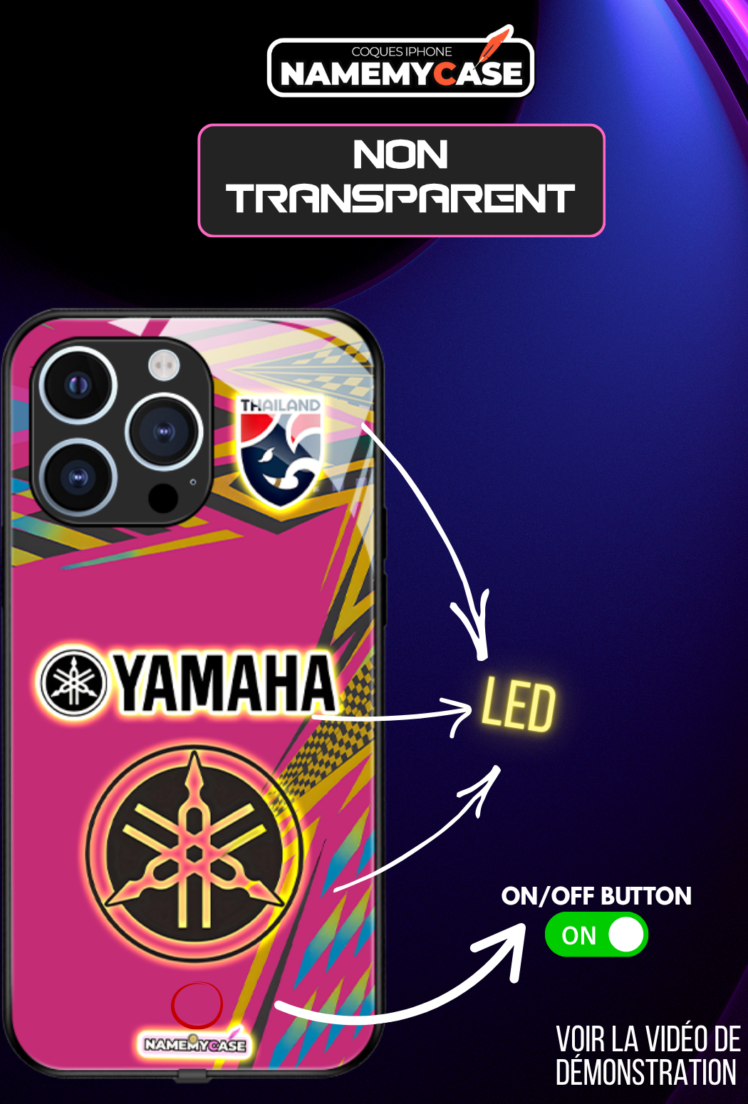 LED Light-Up iPhone Case- Yamaha Pink