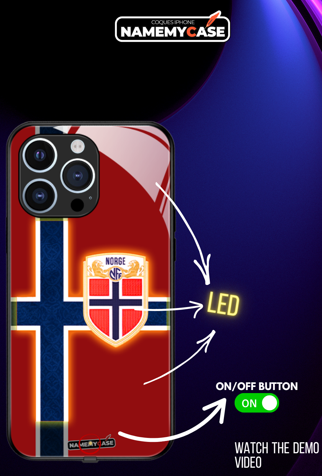 LED Light-Up iPhone Case - Norway World Cup Jerseys