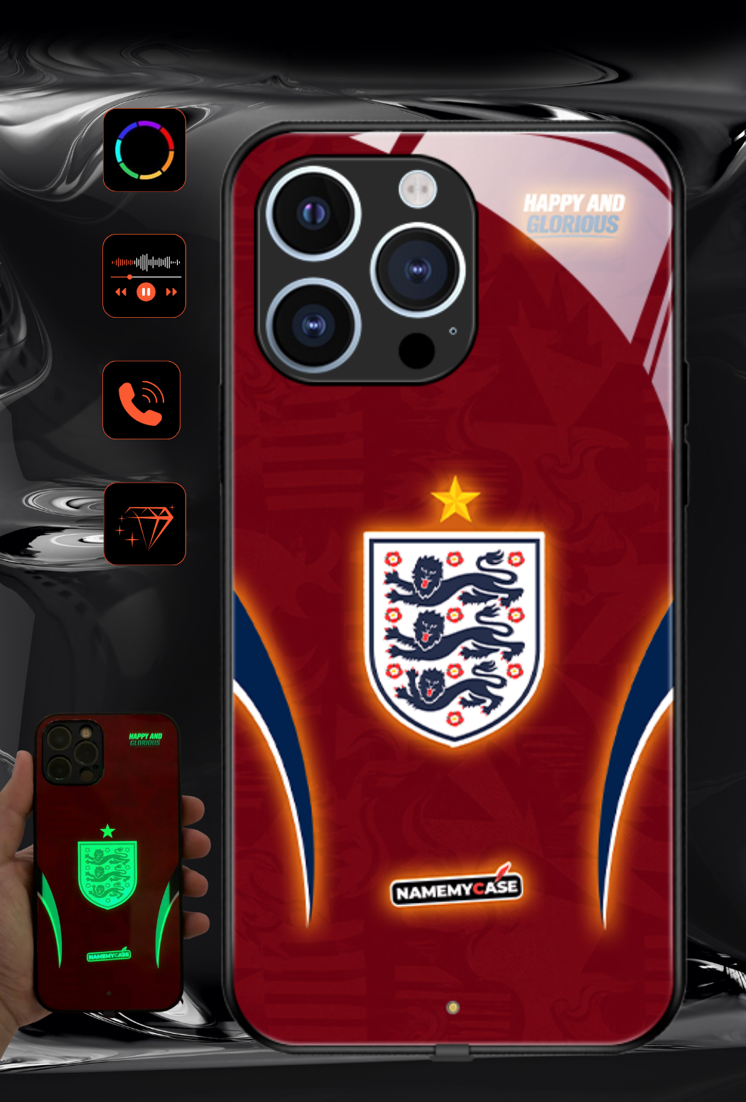 LED Light-Up iPhone Case - Red England World Cup Jerseys